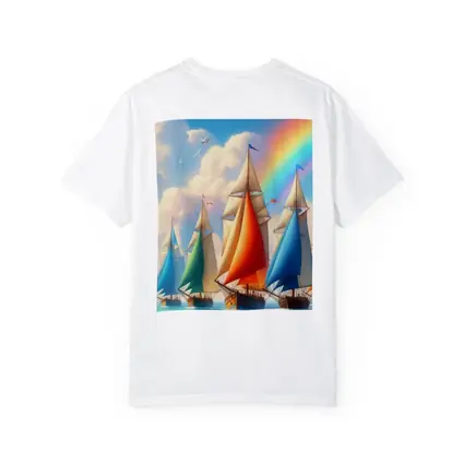 Sailing Ships Rainbow Sky Ocean Art