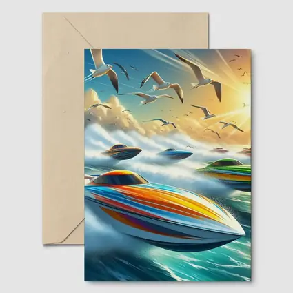 Colorful Speed Boats Racing Ocean Waves