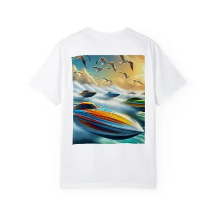 Colorful Speed Boats Racing Ocean Waves