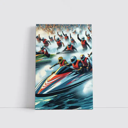 Jet Ski Racing Action Crowd Cheering Art