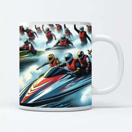 Jet Ski Racing Action Crowd Cheering Art