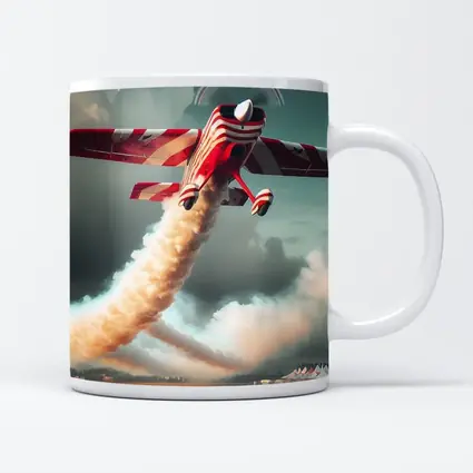 Red Striped Aerobatic Plane Over Crowd
