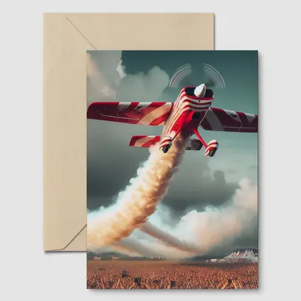 Red Striped Aerobatic Plane Over Crowd