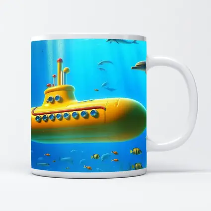 Yellow Submarine Underwater Ocean Dolphins Fish