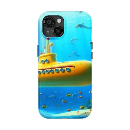 Yellow Submarine Underwater Ocean Dolphins Fish