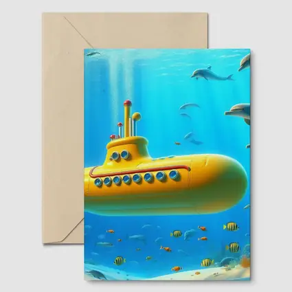 Yellow Submarine Underwater Ocean Dolphins Fish