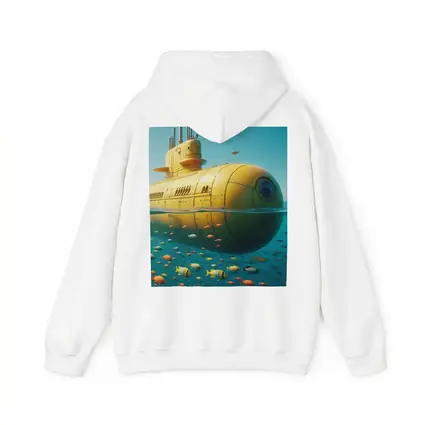 Yellow Submarine Floating Above Tropical Fish