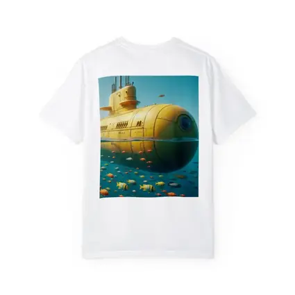 Yellow Submarine Floating Above Tropical Fish