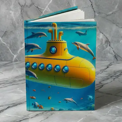 Yellow Submarine Underwater Dolphins Ocean Scene
