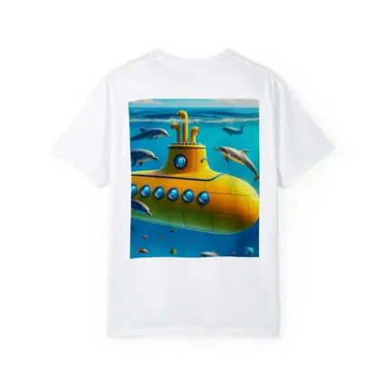 Yellow Submarine Underwater Dolphins Ocean Scene