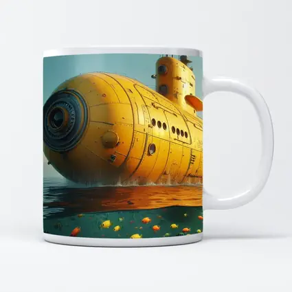 Yellow Submarine Surfacing Over Tropical Fish