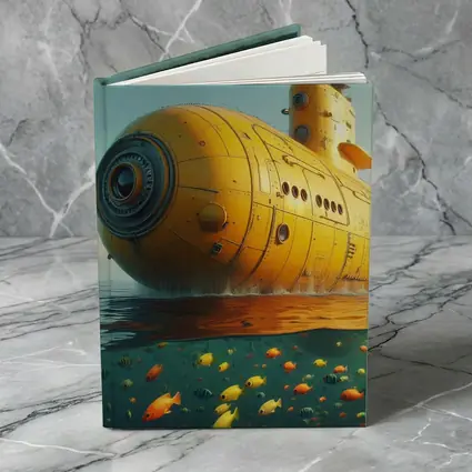 Yellow Submarine Surfacing Over Tropical Fish