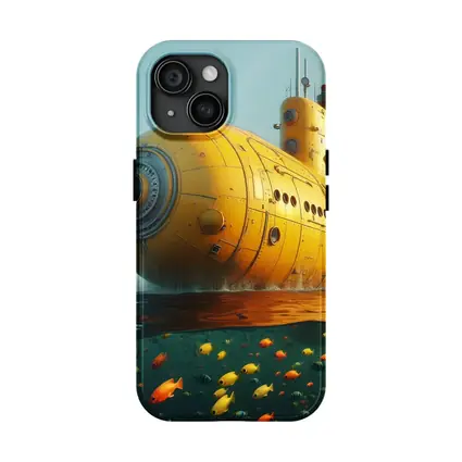 Yellow Submarine Surfacing Over Tropical Fish