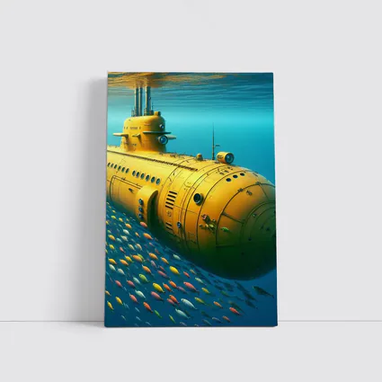 Yellow Submarine Underwater Ocean Fish School