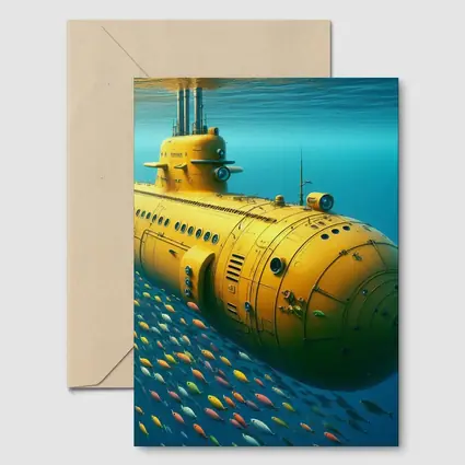 Yellow Submarine Underwater Ocean Fish School