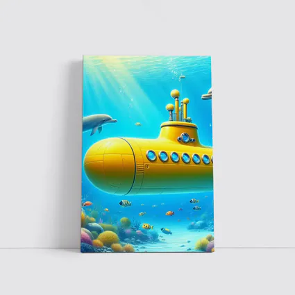 Yellow Submarine Underwater Ocean Scene Art