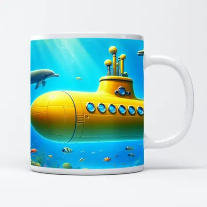 Yellow Submarine Underwater Ocean Scene Art
