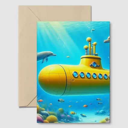 Yellow Submarine Underwater Ocean Scene Art