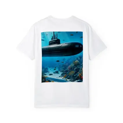 Black Submarine Underwater Coral Reef Scene