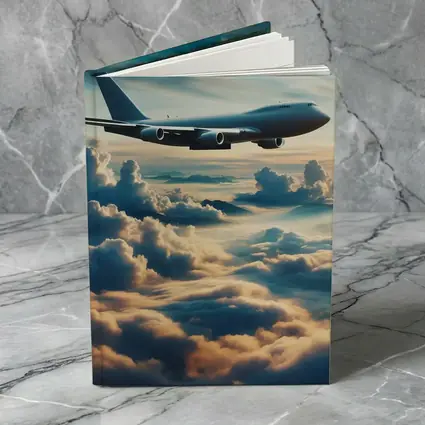 Large Airplane Flying Above Golden Clouds