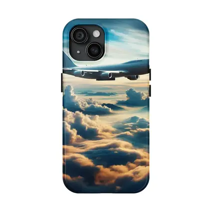 Large Airplane Flying Above Golden Clouds