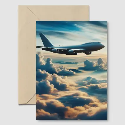 Large Airplane Flying Above Golden Clouds