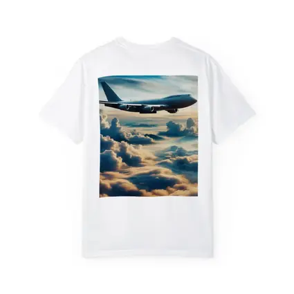 Large Airplane Flying Above Golden Clouds