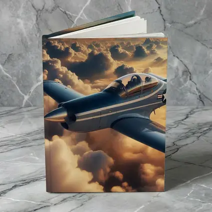 Vintage Military Airplane Flying Above Clouds