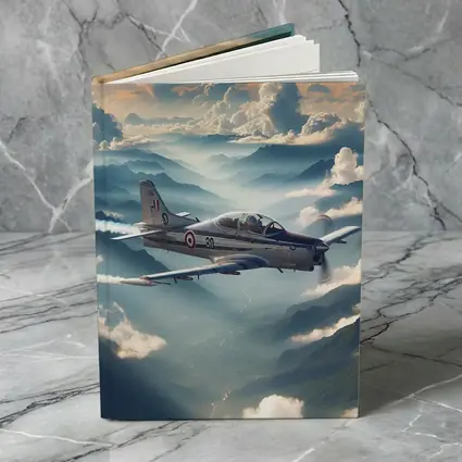 Military Jet Flying Above Misty Mountains