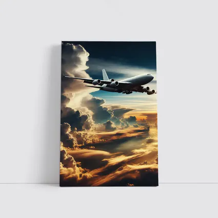 Commercial Airplane Flying Through Dramatic Storm Clouds