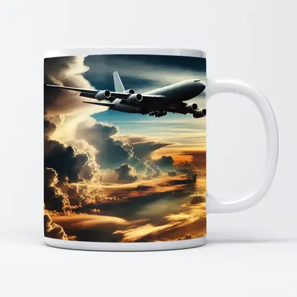 Commercial Airplane Flying Through Dramatic Storm Clouds