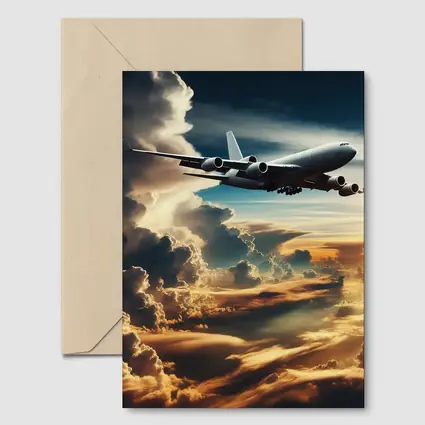 Commercial Airplane Flying Through Dramatic Storm Clouds