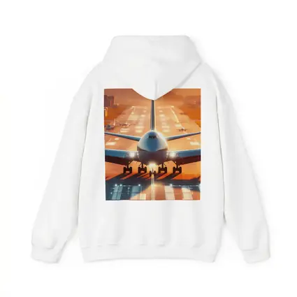 Commercial Airplane Taking Off Sunset Runway