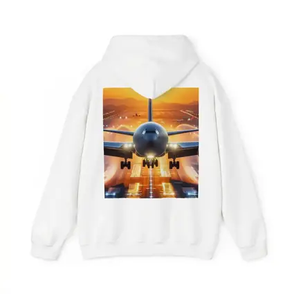Commercial Airplane Taking Off Sunset Runway