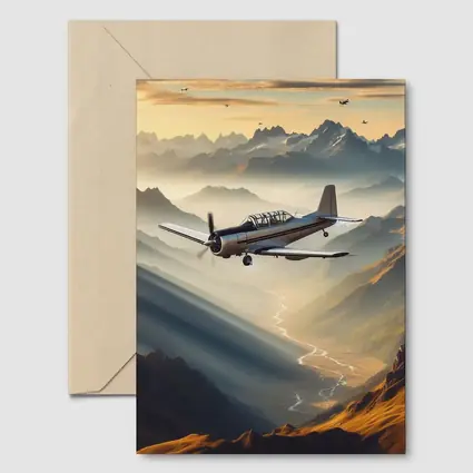Propeller Plane Flying Over Mountain Valley