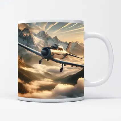 Vintage Propeller Plane Flying Over Mountains