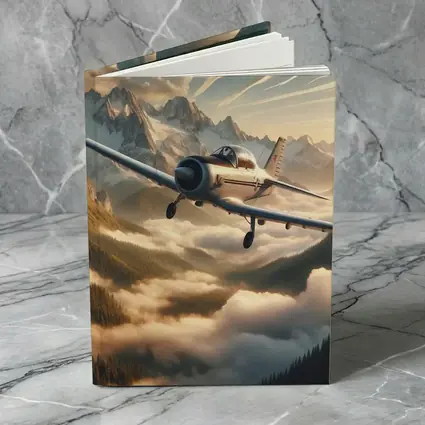 Vintage Propeller Plane Flying Over Mountains