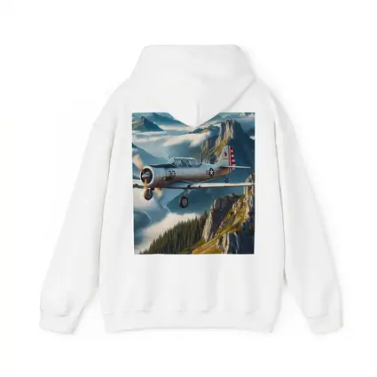 Vintage Military Trainer Plane Over Mountains
