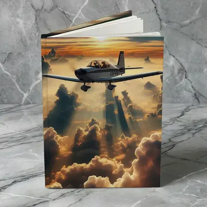 Small Airplane Flying Above Sunset Clouds