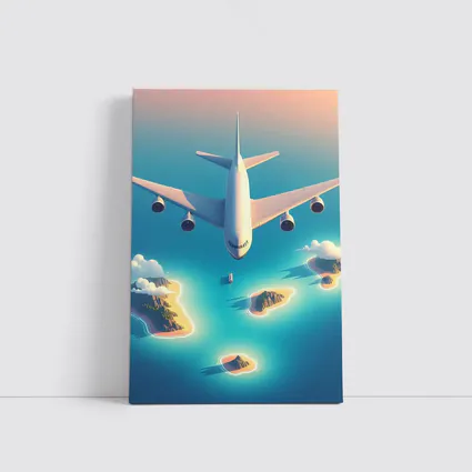 Large Airplane Flying Over Tropical Islands