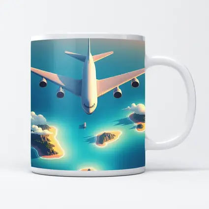 Large Airplane Flying Over Tropical Islands