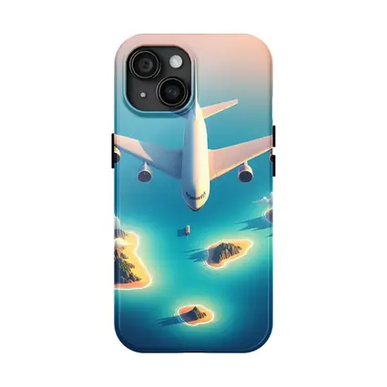 Large Airplane Flying Over Tropical Islands