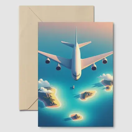Large Airplane Flying Over Tropical Islands