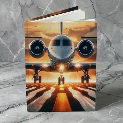 Private Jet On Runway At Sunset