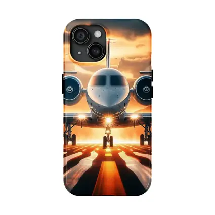 Private Jet On Runway At Sunset