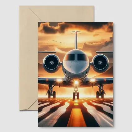 Private Jet On Runway At Sunset
