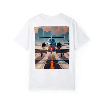 Private Jet Taking Off City Skyline