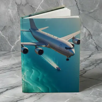 Commercial Airplane Flying Over Turquoise Ocean