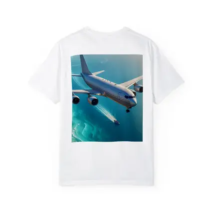 Commercial Airplane Flying Over Turquoise Ocean