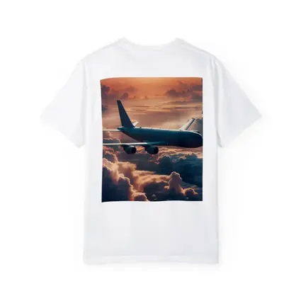 Commercial Airplane Flying Above Sunset Clouds